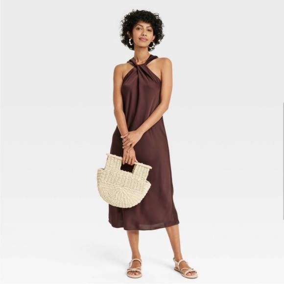 A New Day Sleeveless Satin Slip Dress Brown XXL - Picture 2 of 3